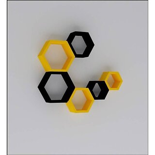 Onlinecraft Wooden Wall Rack Shelf Wooden Wall Shelf (Number Of Shelves - 6, Black, Yellow, Multicolor) Onlinecraft Wooden Wall Rack Shelf Wooden Wall Shelf (Number Of Shelves - 6, Black, Yellow, Multicolor)