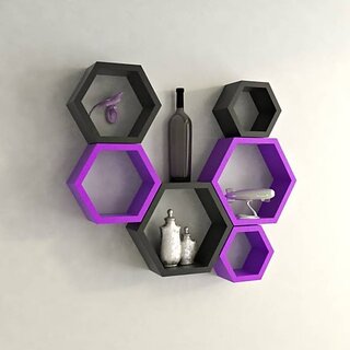 Onlinecrafts Wooden Wall Shelf Wooden Wall Shelf (Number Of Shelves - 6, Black, Purple) Onlinecrafts Wooden Wall Shelf Wooden Wall Shelf (Number Of Shelves - 6, Black, Purple)