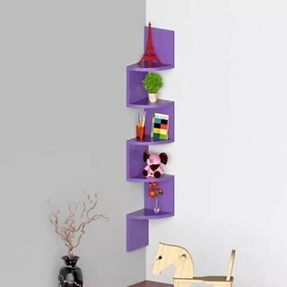                       Onlinecraft Wooden Wall Shelf Wooden Wall Shelf (Number Of Shelves - 5, Purple)                                              
