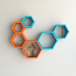 Onlinecrafts Wooden Wall Shelf Wooden Wall Shelf (Number Of Shelves - 6, Orange, Blue) Onlinecrafts Wooden Wall Shelf Wooden Wall Shelf (Number Of Shelves - 6, Orange, Blue)