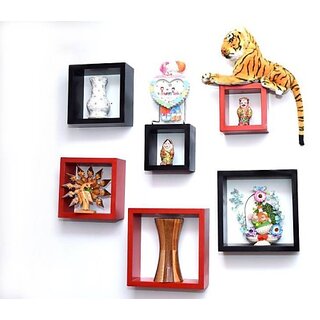 Onlinecrafts Wooden Wall Shelf Wooden Wall Shelf (Number Of Shelves - 6, Black, Red) Onlinecrafts Wooden Wall Shelf Wooden Wall Shelf (Number Of Shelves - 6, Black, Red)