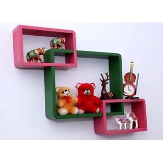 Onlinecraft Ch2737 Wooden Wall Shelf 3 Attach (Pink, Green) Wooden Wall Shelf (Number Of Shelves - 3, Pink, Green) Onlinecraft Ch2737 Wooden Wall Shelf 3 Attach (Pink, Green) Wooden Wall Shelf (Number Of Shelves - 3, Pink, Green)