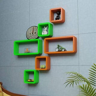 Onlinecraft Wooden Wall Rack Shelf Wooden Wall Shelf (Number Of Shelves - 6, Orange, Green, Multicolor) Onlinecraft Wooden Wall Rack Shelf Wooden Wall Shelf (Number Of Shelves - 6, Orange, Green, Multicolor)
