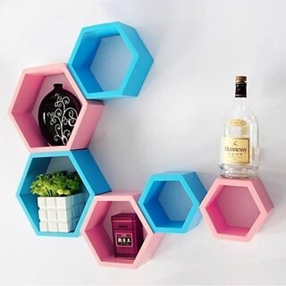 Onlinecraft Ch577 Wooden Wall Shelf 6 Hexon ( Pink, Blue) Wooden Wall Shelf (Number Of Shelves - 6, Pink, Blue) Onlinecraft Ch577 Wooden Wall Shelf 6 Hexon ( Pink, Blue) Wooden Wall Shelf (Number Of Shelves - 6, Pink, Blue)