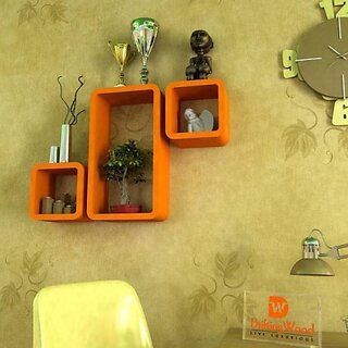                       Onlinecraft Wall Rack Shelf Wooden Wall Shelf (Number Of Shelves - 3, Steel)                                              