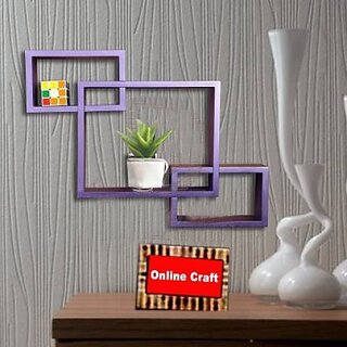                       Onlinecraft Wooden Wall Shelf (Number Of Shelves - 3, Purple)                                              