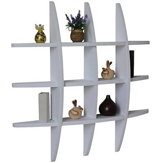                       Onlinecraft Wooden Wall Decor Wooden Wall Shelf (Number Of Shelves - 1, White)                                              