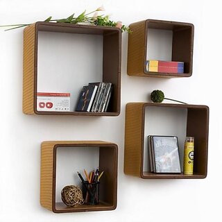                       Onlinecraft Wooden Wall Shelf Wooden Wall Shelf (Number Of Shelves - 4, Brown)                                              