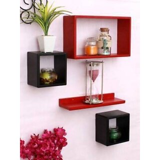 Onlinecraft Wooden Shelf ( Red Black ) 6 Ka Stand Wooden Wall Shelf (Number Of Shelves - 4, Red, Black) Onlinecraft Wooden Shelf ( Red Black ) 6 Ka Stand Wooden Wall Shelf (Number Of Shelves - 4, Red, Black)