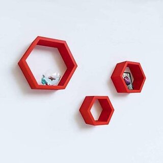 Onlinecracts Office Wall Decor Wooden Wall Shelf (Number Of Shelves - 3, Red) Onlinecracts Office Wall Decor Wooden Wall Shelf (Number Of Shelves - 3, Red)
