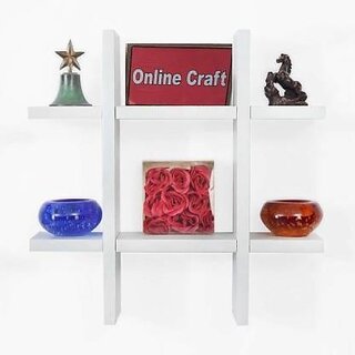 Onlinecraft Ch2992 Wooden Wall Shelf Mota Plus White Wooden Wall Shelf (Number Of Shelves - 6, White) Onlinecraft Ch2992 Wooden Wall Shelf Mota Plus White Wooden Wall Shelf (Number Of Shelves - 6, White)