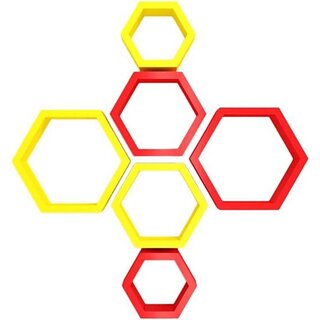 Onlinecrafts Wooden Wall Shelf Wooden Wall Shelf (Number Of Shelves - 6, Red, Yellow) Onlinecrafts Wooden Wall Shelf Wooden Wall Shelf (Number Of Shelves - 6, Red, Yellow)