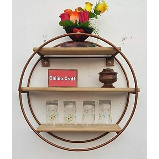 Onlinecraft Ch2686 Black 3 No Wala (Cooper) Wooden, Iron Wall Shelf (Number Of Shelves - 3, Brown) Onlinecraft Ch2686 Black 3 No Wala (Cooper) Wooden, Iron Wall Shelf (Number Of Shelves - 3, Brown)