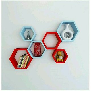 Onlinecrafts Wooden Wall Shelf Wooden Wall Shelf (Number Of Shelves - 6, Red, Blue) Onlinecrafts Wooden Wall Shelf Wooden Wall Shelf (Number Of Shelves - 6, Red, Blue)