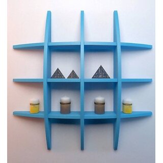                       Onlinecraft Bedroom Wall Decor Wooden Wall Shelf (Number Of Shelves - 12, Blue)                                              