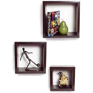                       Onlinecraft Wooden Wall Rack Shelf Wooden Wall Shelf (Number Of Shelves - 3, Brown)                                              