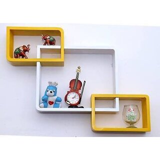 Onlinecraft Ch2752 Wooden Wall Shelf 3 Attech ( White, Yellow) Wooden Wall Shelf (Number Of Shelves - 3, White, Yellow) Onlinecraft Ch2752 Wooden Wall Shelf 3 Attech ( White, Yellow) Wooden Wall Shelf (Number Of Shelves - 3, White, Yellow)