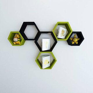Onlinecraft Wooden Rack Shelf Wooden Wall Shelf (Number Of Shelves - 6, Green, Black, Multicolor) Onlinecraft Wooden Rack Shelf Wooden Wall Shelf (Number Of Shelves - 6, Green, Black, Multicolor)