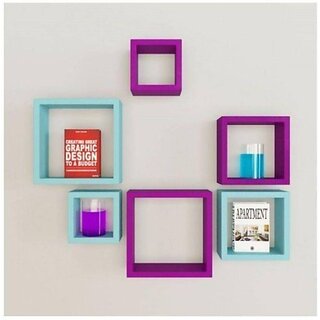                       Onlinecraft Wooden Wall Shelf (Number Of Shelves - 6, Multicolor)                                              