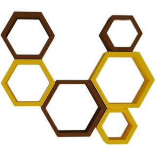 Onlinecrafts Wooden Wall Shelf Wooden Wall Shelf (Number Of Shelves - 6, Yellow, Brown) Onlinecrafts Wooden Wall Shelf Wooden Wall Shelf (Number Of Shelves - 6, Yellow, Brown)