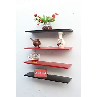 Buy Onlinecraft 20 Inch Patti Red Black Wooden Wall Shelf Number Of Shelves 4 Red Black Online Get 60 Off