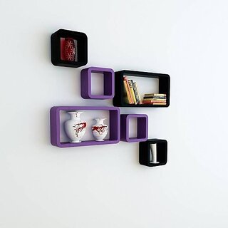 Onlinecrafts Wooden Wall Shelf Wooden Wall Shelf (Number Of Shelves - 6, Purple, Black) Onlinecrafts Wooden Wall Shelf Wooden Wall Shelf (Number Of Shelves - 6, Purple, Black)