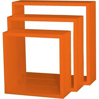 Onlinecraft Wooden Wall Rack Shelf Wooden Wall Shelf (Number Of Shelves - 3, Orange) Onlinecraft Wooden Wall Rack Shelf Wooden Wall Shelf (Number Of Shelves - 3, Orange)