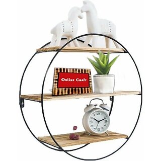 Onlinecraft 2597 Wooden Wall Shelf (Number Of Shelves - 3, Black) Onlinecraft 2597 Wooden Wall Shelf (Number Of Shelves - 3, Black)