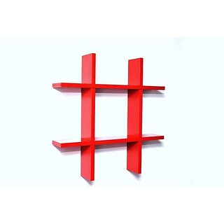                       Onlinecrafts Wooden Wall Shelf Wooden Wall Shelf (Number Of Shelves - 1, Red)                                              