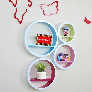 Onlinecraft Ch2537 Wooden Wall Shelf Round Wala Wooden Wall Shelf (Number Of Shelves - 4, Multicolor) Onlinecraft Ch2537 Wooden Wall Shelf Round Wala Wooden Wall Shelf (Number Of Shelves - 4, Multicolor)