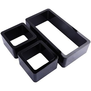                       Onlinecraft Wooden Wall Shelf 6 Ka Set Black Wooden Wall Shelf (Number Of Shelves - 3, Black)                                              