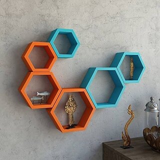 Onlinecrafts Wooden Wall Shelf Wooden Wall Shelf (Number Of Shelves - 6, Orange, Blue) Onlinecrafts Wooden Wall Shelf Wooden Wall Shelf (Number Of Shelves - 6, Orange, Blue)