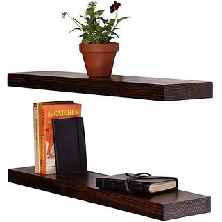                       Onlinecrafts Wall Shelf ( Brown) Sheesom Patti 2 Wooden Wall Shelf (Number Of Shelves - 2, Brown)                                              