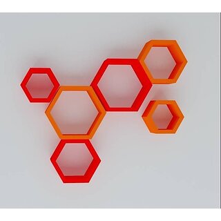 Onlinecrafts Wooden Wall Shelf Wooden Wall Shelf (Number Of Shelves - 6, Orange, Red) Onlinecrafts Wooden Wall Shelf Wooden Wall Shelf (Number Of Shelves - 6, Orange, Red)