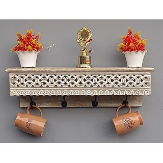 Onlinecrafts Wooden Wall Shelf (Number Of Shelves - 1, Clear, White) Onlinecrafts Wooden Wall Shelf (Number Of Shelves - 1, Clear, White)
