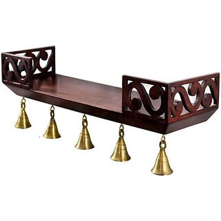                       Onlinecrafts Wall Shelf ( Brown ) Bell Wooden Wall Shelf (Number Of Shelves - 1, Brown)                                              