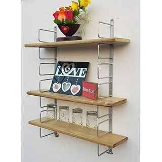 Onlinecraft Ch2684 Capsule Wala (Silver) Wooden, Iron Wall Shelf (Number Of Shelves - 3, Silver) Onlinecraft Ch2684 Capsule Wala (Silver) Wooden, Iron Wall Shelf (Number Of Shelves - 3, Silver)