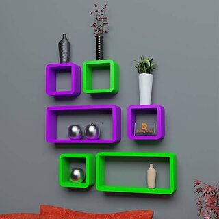 Onlinecraft Wooden Wall Self Wooden Wall Shelf (Number Of Shelves - 6, Green, Purple) Onlinecraft Wooden Wall Self Wooden Wall Shelf (Number Of Shelves - 6, Green, Purple)