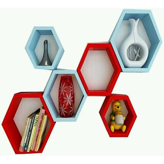 Onlinecrafts Wooden Wall Shelf Wooden Wall Shelf (Number Of Shelves - 6, Red, Blue) Onlinecrafts Wooden Wall Shelf Wooden Wall Shelf (Number Of Shelves - 6, Red, Blue)