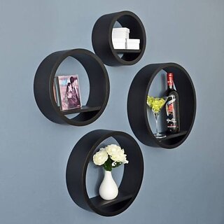 Onlinecrafts Round Wall Shelf (Black) Wooden Wall Shelf (Number Of Shelves - 4, Black) Onlinecrafts Round Wall Shelf (Black) Wooden Wall Shelf (Number Of Shelves - 4, Black)