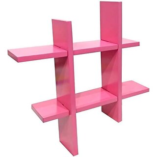 Onlinecraft Wooden Rack Shlelf Wooden Wall Shelf (Number Of Shelves - 6, Pink) Onlinecraft Wooden Rack Shlelf Wooden Wall Shelf (Number Of Shelves - 6, Pink)