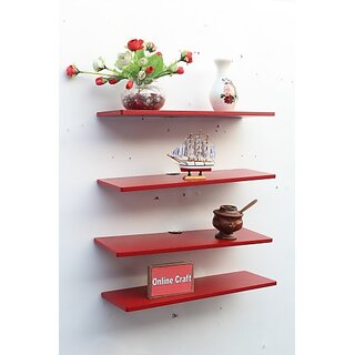 Onlinecrafts 20 Inch Patti (Red) (C3602) Wooden Wall Shelf (Number Of Shelves - 4, Red) Onlinecrafts 20 Inch Patti (Red) (C3602) Wooden Wall Shelf (Number Of Shelves - 4, Red)