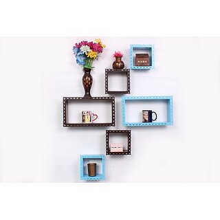 Onlinecrafts Wooden Wall Rshelf Wooden Wall Shelf (Number Of Shelves - 6, Blue, Brown) Onlinecrafts Wooden Wall Rshelf Wooden Wall Shelf (Number Of Shelves - 6, Blue, Brown)
