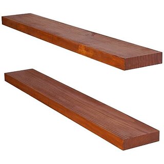                      Onlinecrafts Wooden Wall Shelf Wooden Wall Shelf (Number Of Shelves - 2, Brown)                                              