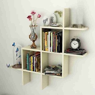                       Onlinecraft New Plus Wooden Wall Shelf (Number Of Shelves - 3, White)                                              