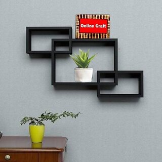 Onlinecraft Wooden Attach ( Black ) Singel Wooden Wall Shelf (Number Of Shelves - 3, Black) Onlinecraft Wooden Attach ( Black ) Singel Wooden Wall Shelf (Number Of Shelves - 3, Black)