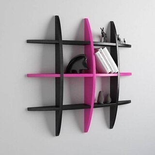                       Onlinecraft Wall Rack Shelf Wooden Wall Shelf (Number Of Shelves - 12, Black, Pink, Multicolor)                                              