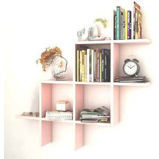                       Onlinecraft Ch2814 Wooden Wall Shelf Wooden Wall Shelf (Number Of Shelves - 3, Pink)                                              