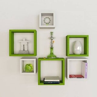                       Onlinecraft Room Wall Decor Wooden Wall Shelf (Number Of Shelves - 6, Multicolor)                                              