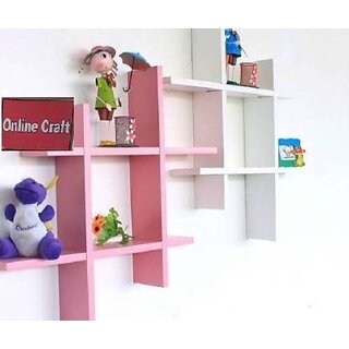 Onlinecraft Ch2996 Wooden Wall Shelf White Pink Plus Mota Wooden Wall Shelf (Number Of Shelves - 2, Pink, White) Onlinecraft Ch2996 Wooden Wall Shelf White Pink Plus Mota Wooden Wall Shelf (Number Of Shelves - 2, Pink, White)